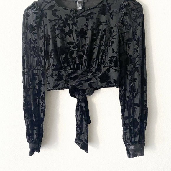 Forever 21 Holiday Velvet Cropped Top Tied - Picture 3 of 5